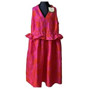 Kate Spade x Target Women's Classic Rose Peplum Midi Dress Pink/Red Plus Size 20